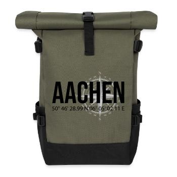 Koordinaten Aachen - Rolltop Rucksack - Olive/Schwarz - Vorne