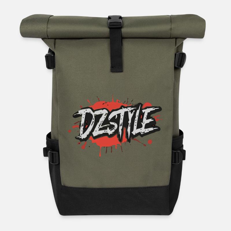 DZ Style Urbain - Graffiti Éclaboussure - Sac à dos roll top - olive/noir