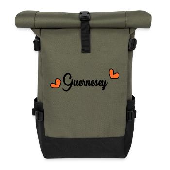 GUERNSEY. VEREINIGTES KÖNIGREICH - Rolltop Rucksack - Olive/Schwarz - Vorne