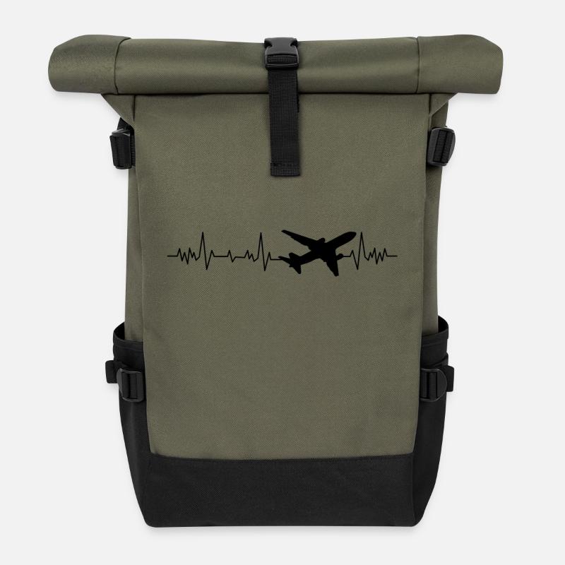 Herzschlag im Flugzeug - Rolltop Rucksack - Olive/Schwarz