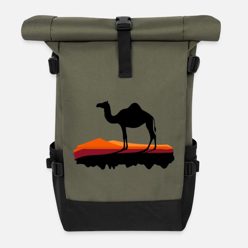Dromedar im Abendlicht - Rolltop Rucksack - Olive/Schwarz
