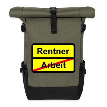 Kritische Melodie Rentner Arbeit - Rolltop Rucksack - Olive/Schwarz - Vorne