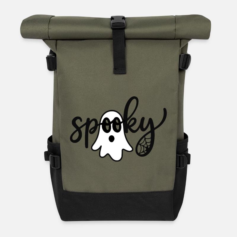 Spooky Ghost – Lustiger Halloween Geist  - Rolltop Rucksack - Olive/Schwarz