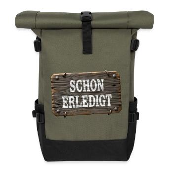 Already done – rustic workshop sign - Roll Top Backpack - olive/black - Front