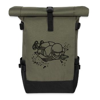 Skeleton Bobsleigh Winter Sports Sled - Roll Top Backpack - olive/black - Front