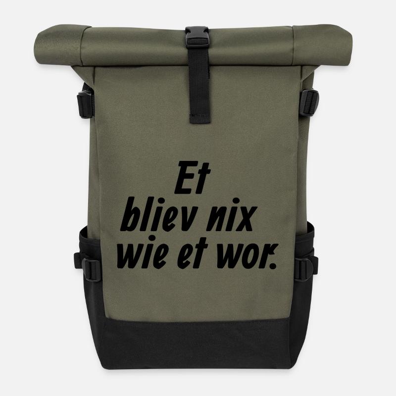 Et bliev nix wie et wo - Et Kölsche Jrundjesetz §5 - Rolltop Rucksack - Olive/Schwarz