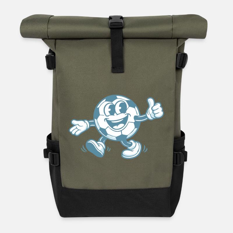 Fussball Pop-Art - Rolltop Rucksack - Olive/Schwarz