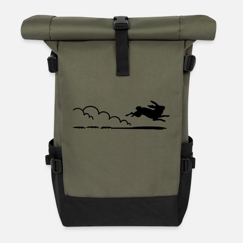 lapin qui court / running rabbit (1c) - Sac à dos roll top - olive/noir