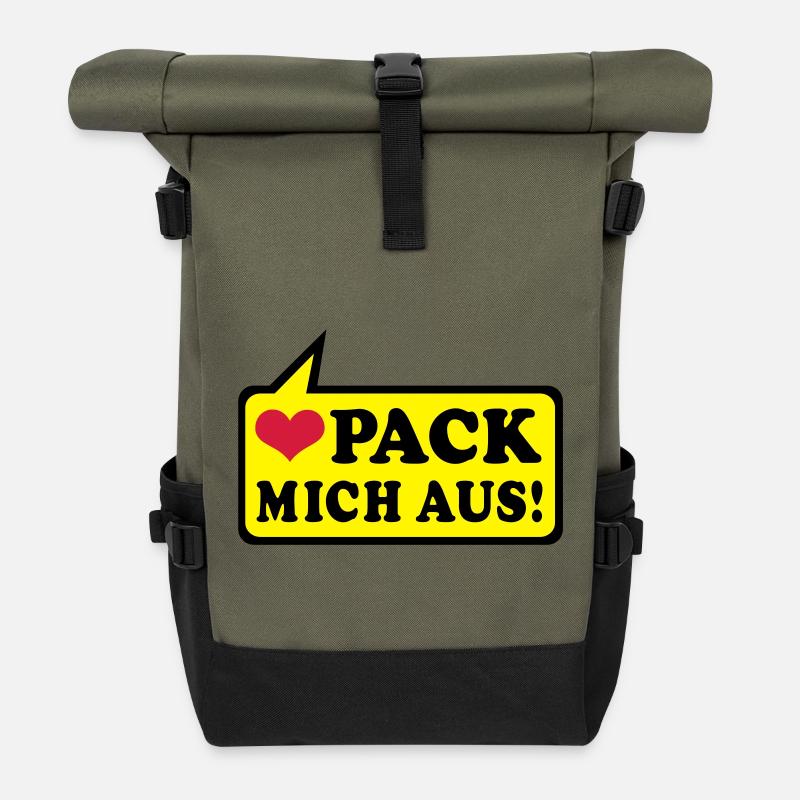 love and more - Roll Top Backpack - olive/black
