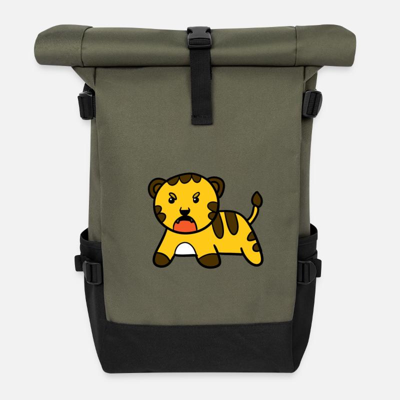 Petit tigre - Sac à dos roll top - olive/noir