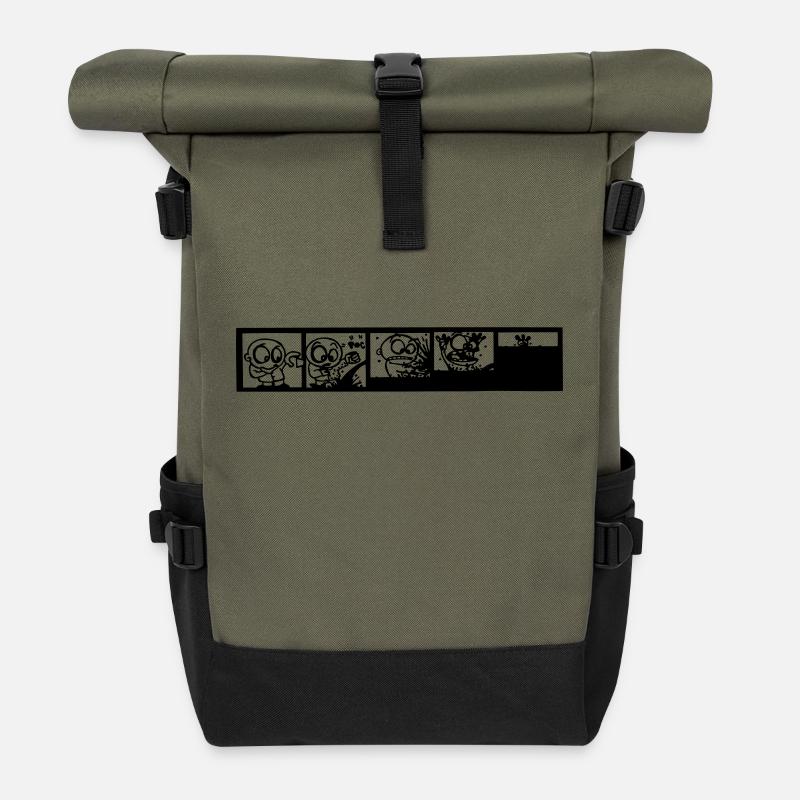 BD cartoon - Sac à dos roll top - olive/noir