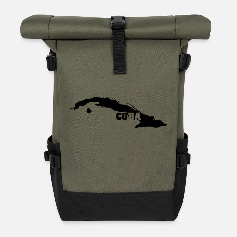 Cuba (ID:002004) - Rolltop Rucksack - Olive/Schwarz
