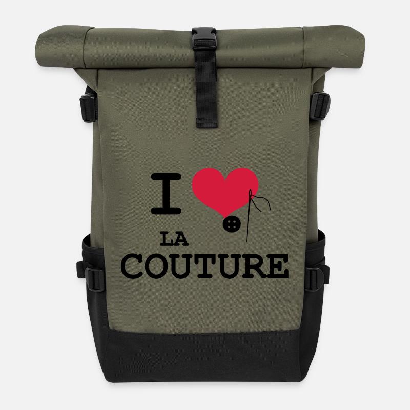 I Love la Couture - Sac à dos roll top - olive/noir