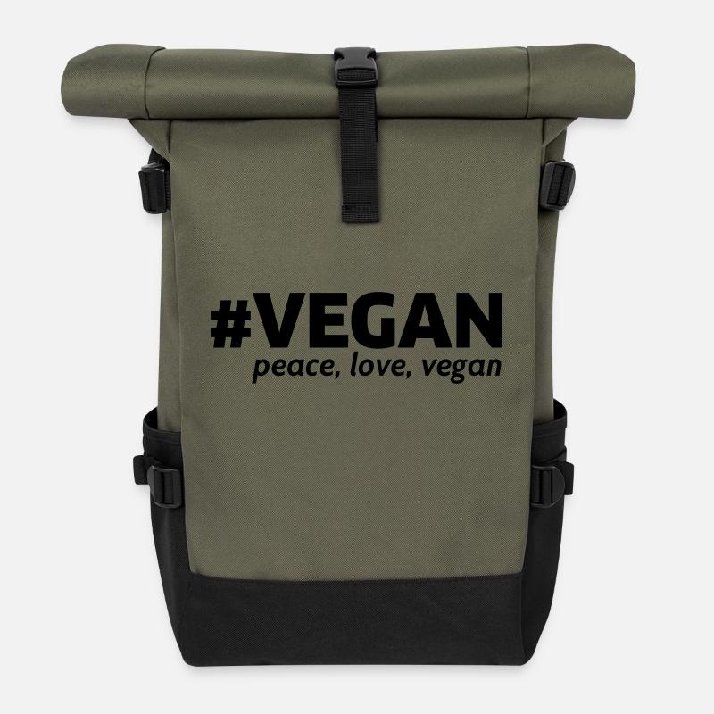 vegan - Sac à dos roll top - olive/noir