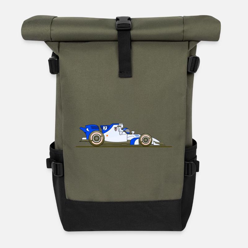 Car, Race, Race Car, Racing - Roll Top Backpack - olive/black