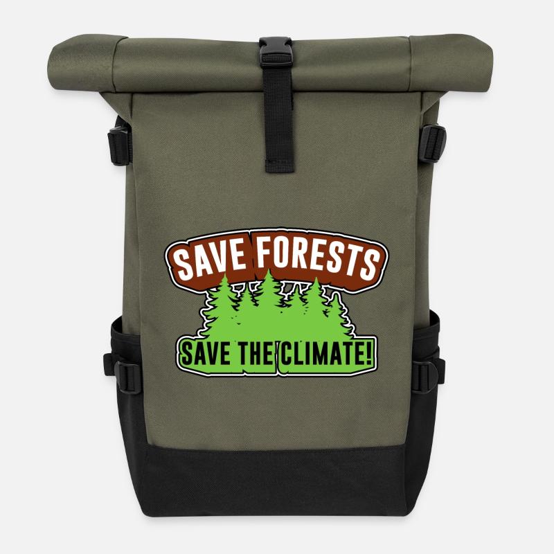 Sauvez les forêts - sauvez le climat ! - Sac à dos roll top - olive/noir