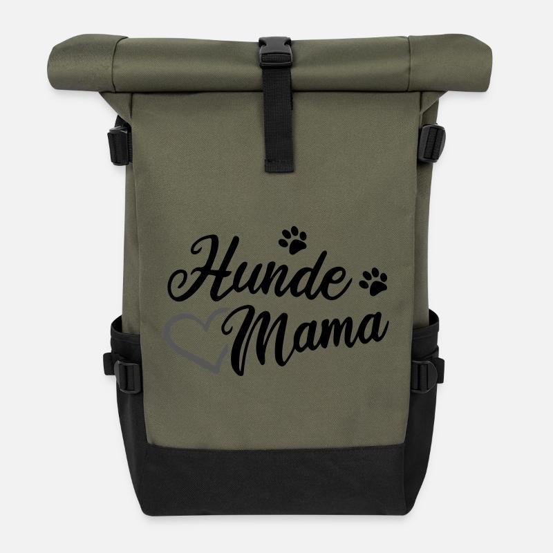 Hunde Mama - Rolltop Rucksack - Olive/Schwarz