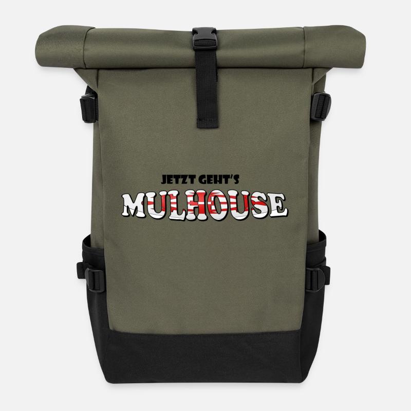 Jetzt geht's Mulhouse - Roll Top Backpack - olive/black