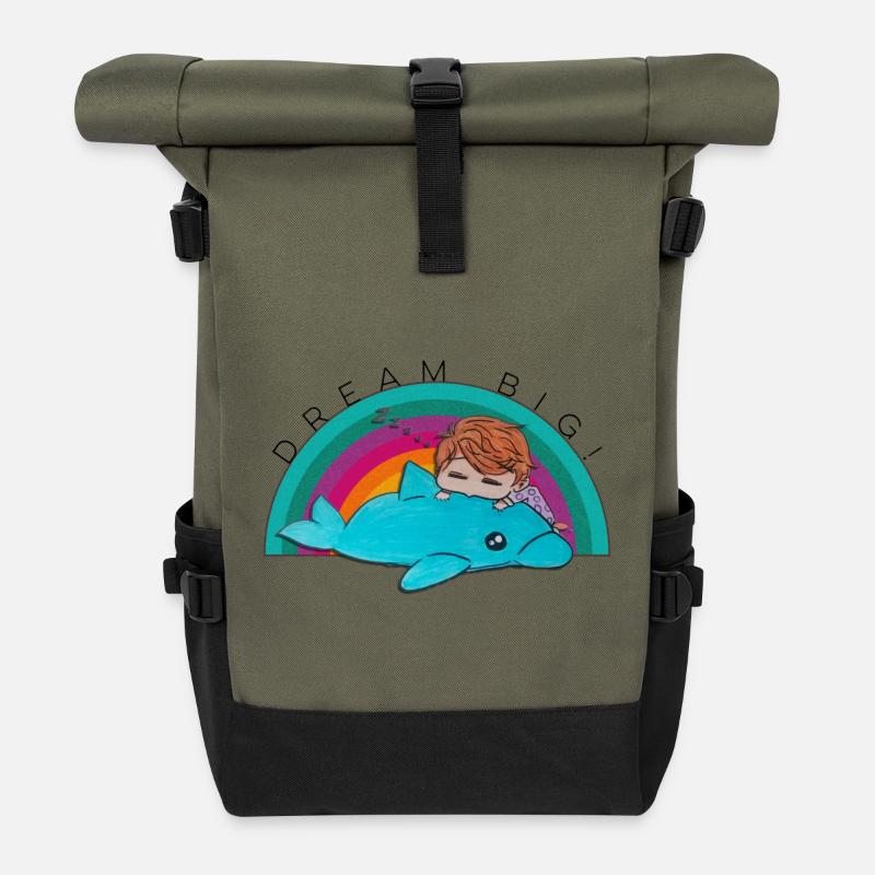 For big dreams - Roll Top Backpack - olive/black