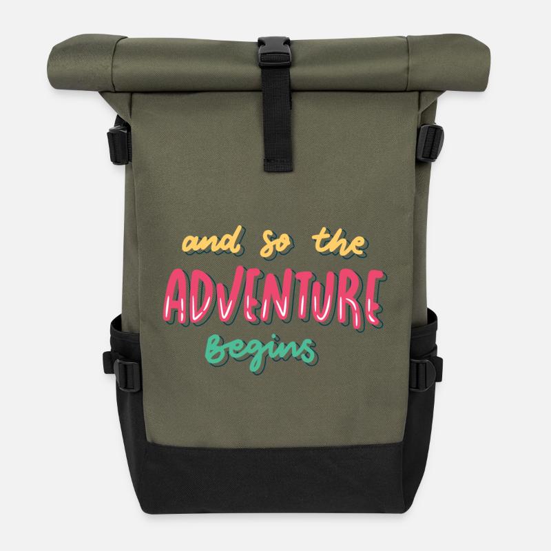 Das Abenteuer kann beginnen - Rolltop Rucksack - Olive/Schwarz