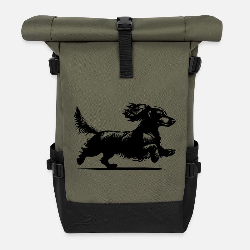 Dackel - Rolltop Rucksack - Olive/Schwarz