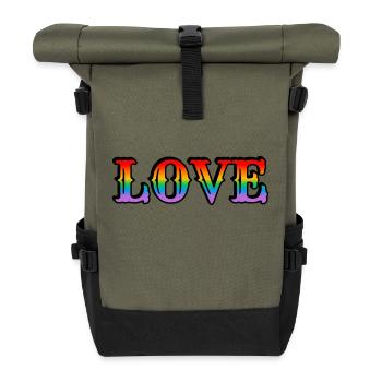 Retro Rainbow Love - Roll Top Backpack - olive/black - Front