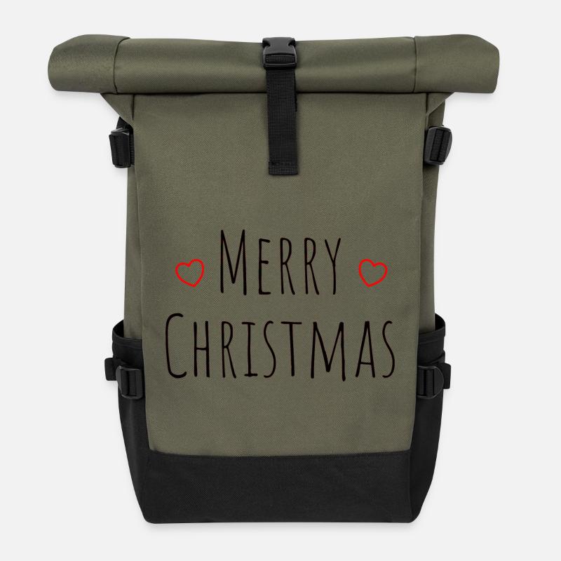 Merry christmas minimalistic herz rot - Rolltop Rucksack - Olive/Schwarz