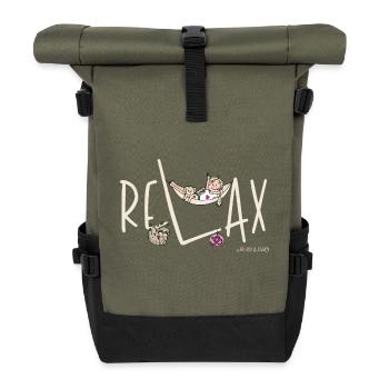 Bliss & Paw - Relax - Rolltop Rucksack - Olive/Schwarz - Vorne