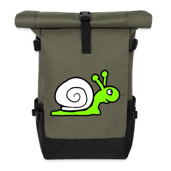 Snail Shell Cute Cute Happy Cool - Roll Top Backpack - olive/black - Front