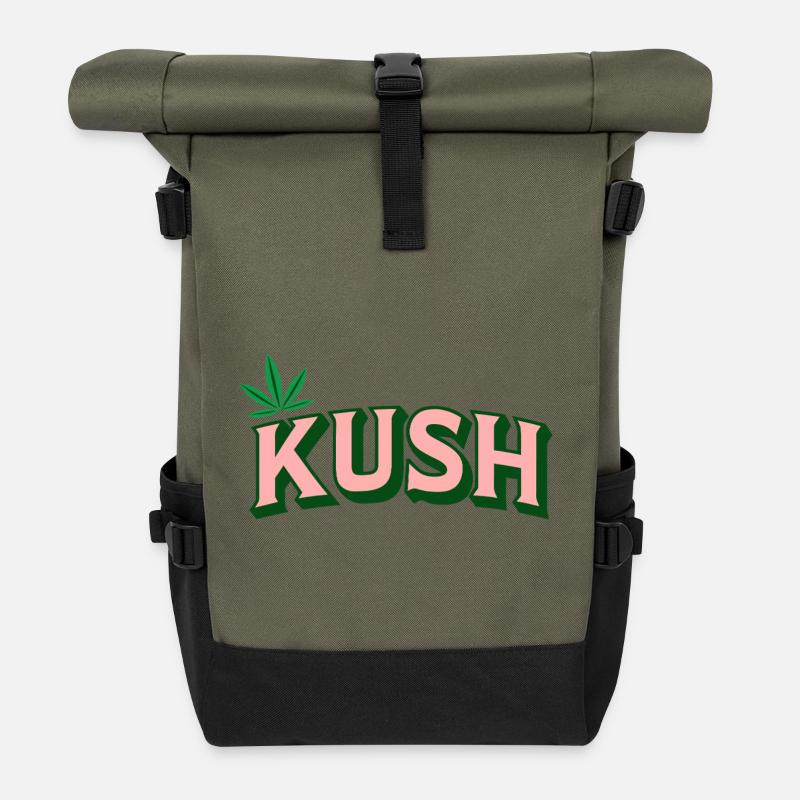 KUSH Retro Leaf - Roll Top Backpack - olive/black