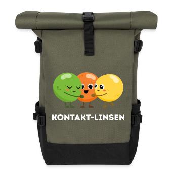 Kontakt-Linsen – Süßer Sprachwitz - Rolltop Rucksack - Olive/Schwarz - Vorne