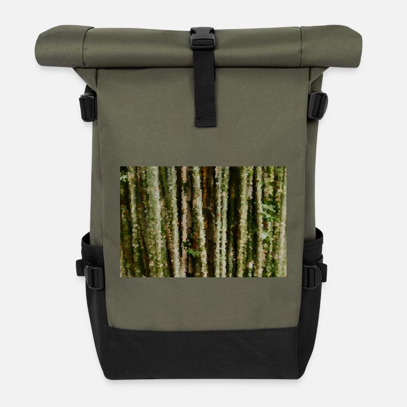 Birkenwald Pixelstreifen - Rolltop Rucksack - Olive/Schwarz