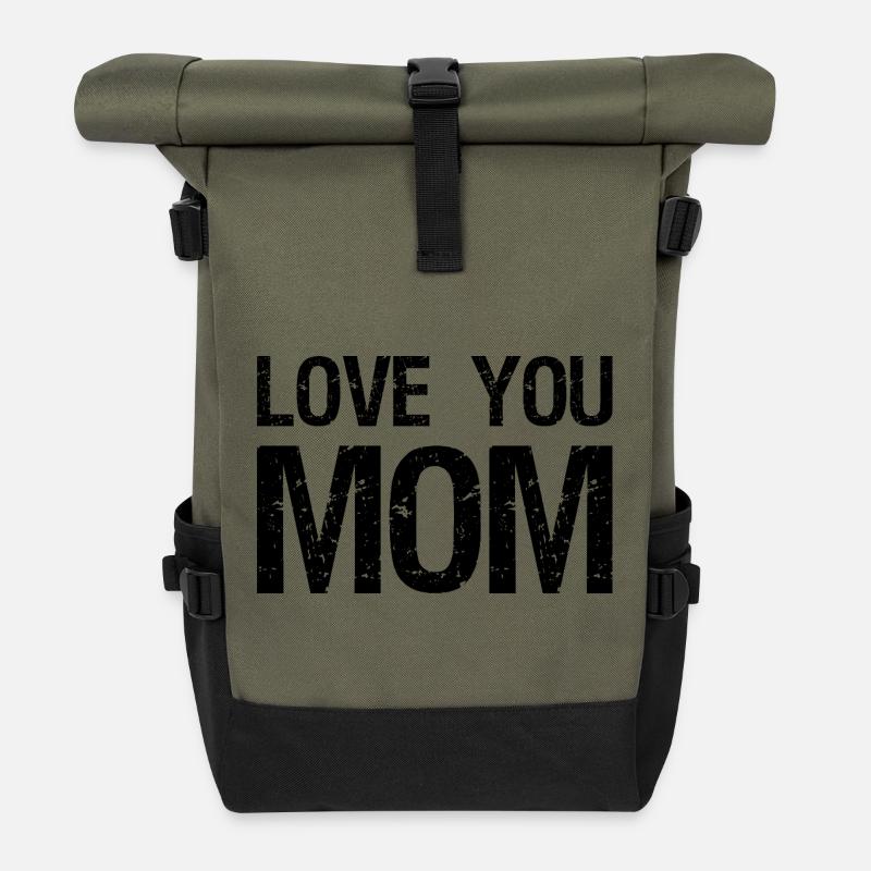 Ich liebe dich, Mama - Rolltop Rucksack - Olive/Schwarz