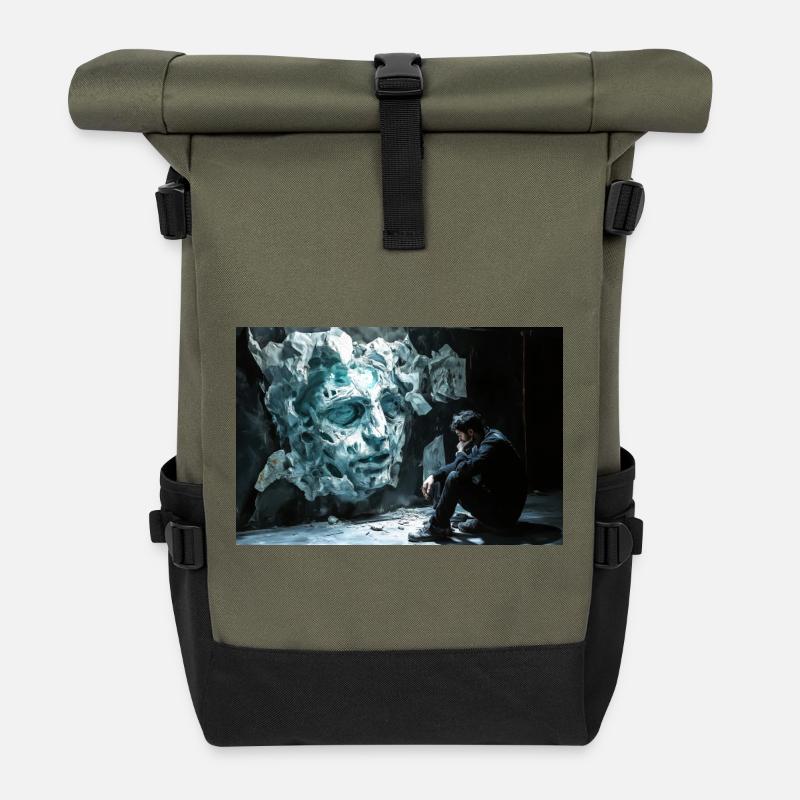 Rock Face et l’Homme Réfléchi - Sac à dos roll top - olive/noir