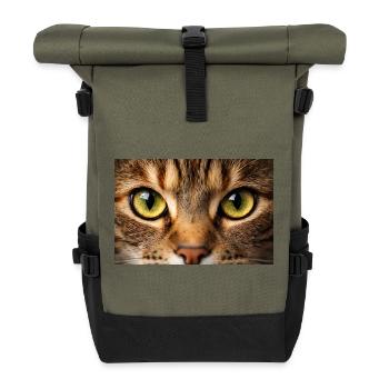 Œil de chat en gros plan - Sac à dos roll top - olive/noir - Devant