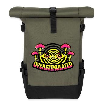 Overstimulated Psychedelic Eyes - Rolltop Rucksack - Olive/Schwarz - Vorne