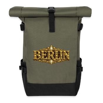 Barocker BERLIN mit Totenschädel - Rolltop Rucksack - Olive/Schwarz - Vorne