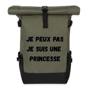 Ich kann nicht, ich bin eine PRINZESSIN - Rolltop Rucksack - Olive/Schwarz - Vorne