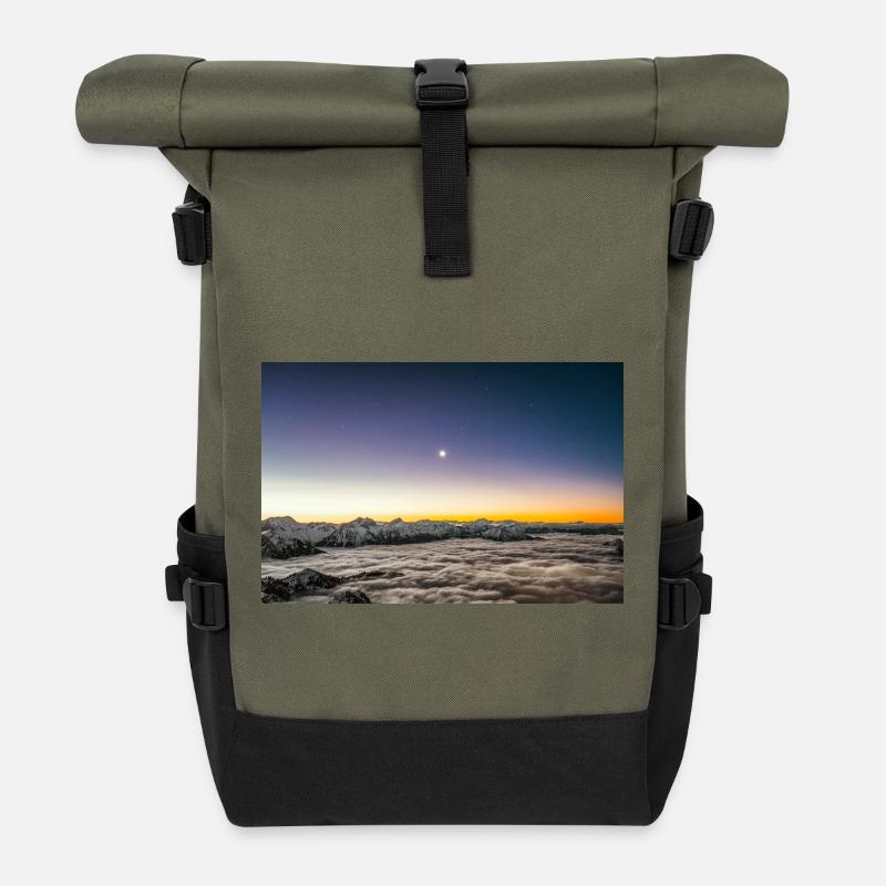 Lever de lune au-dessus d’une mer de nuages - Sac à dos roll top - olive/noir