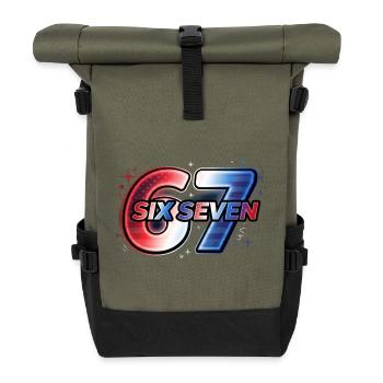 67 Neon – Étoile rouge bleue Design - Sac à dos roll top - olive/noir - Devant