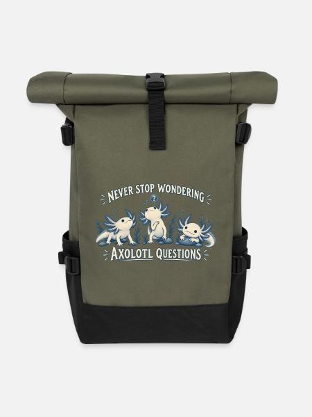 Axolotl Fragen - Rolltop Rucksack - Olive/Schwarz