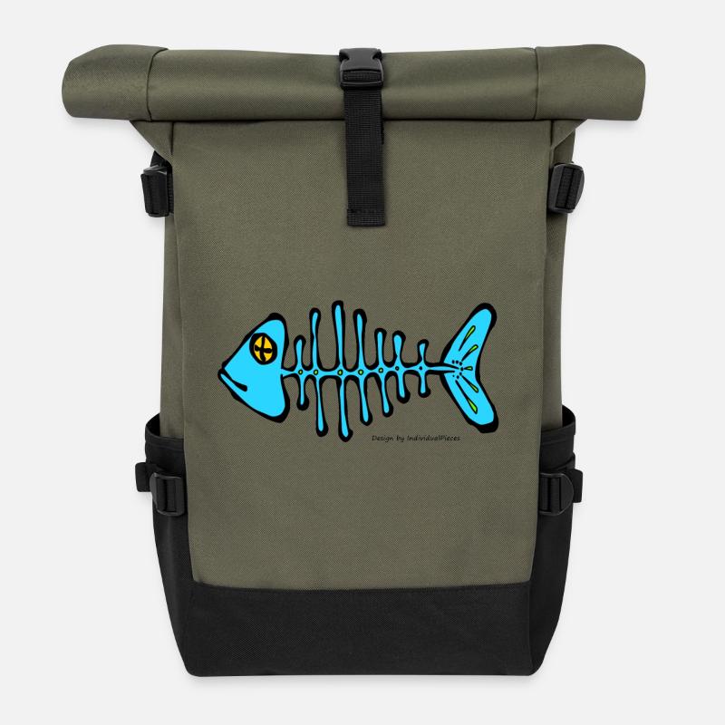 arête de poisson - Sac à dos roll top - olive/noir