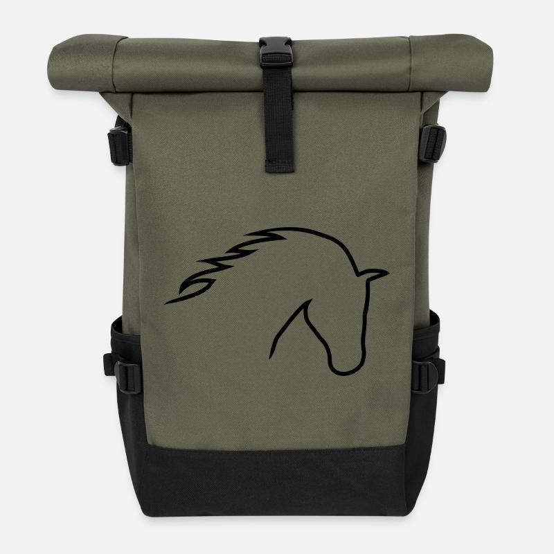 Pferdekopf - Rolltop Rucksack - Olive/Schwarz