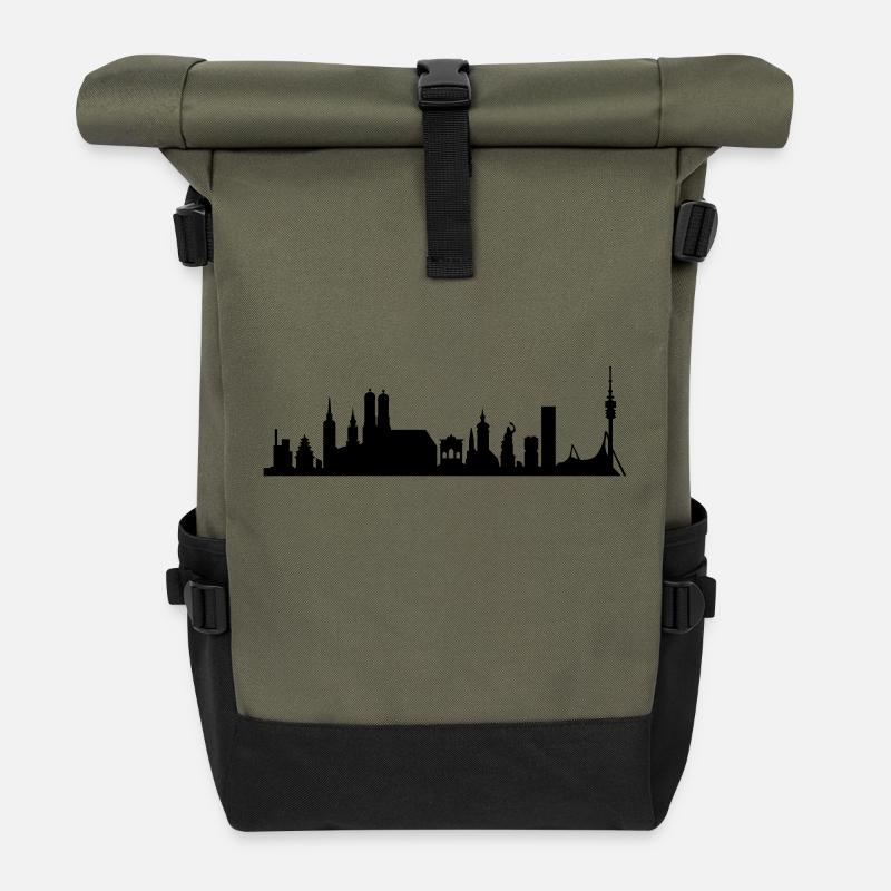 Skyline muc_neu - Rolltop Rucksack - Olive/Schwarz