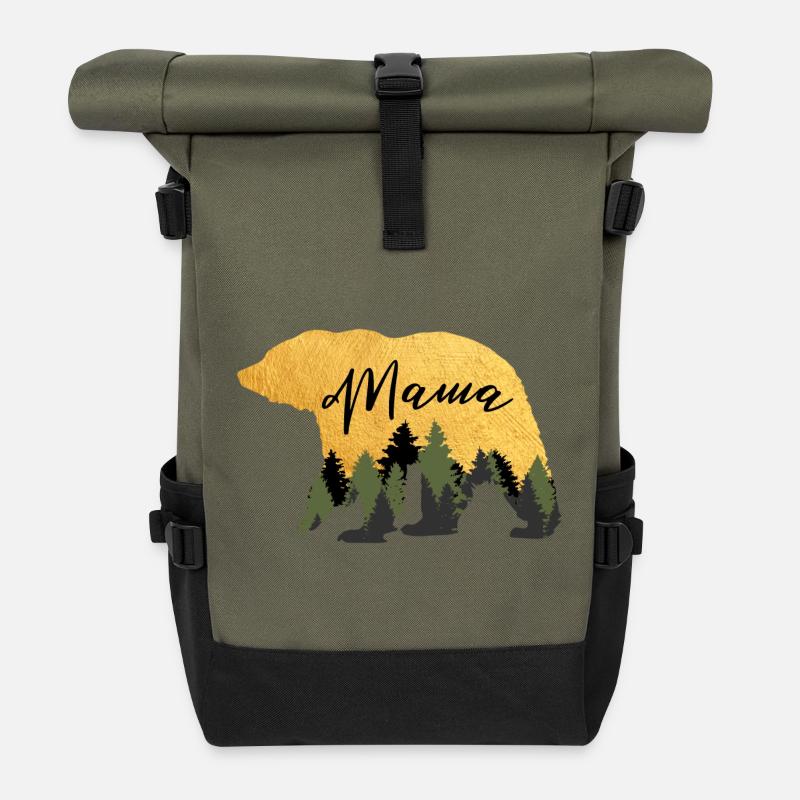 Mama Bär - Rolltop Rucksack - Olive/Schwarz