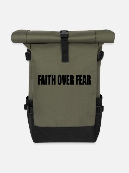 Faith over fear - Rolltop Rucksack - Olive/Schwarz