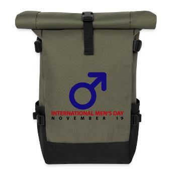Internationaler Männertag - Rolltop Rucksack - Olive/Schwarz - Vorne