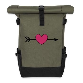 coeur violet avec flèche rouge violet Saint-Valentin - Sac à dos roll top - olive/noir - Devant
