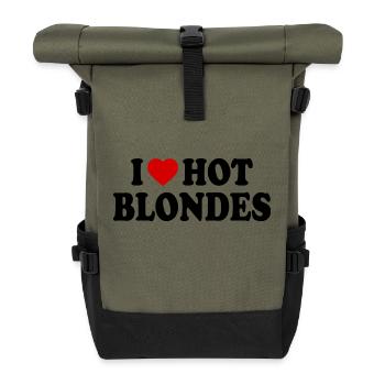 I love hot blondes - Rolltop Rucksack - Olive/Schwarz - Vorne