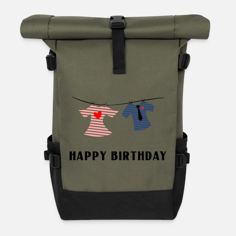 HAPPY BIRTHDAY - Sac à dos roll top - olive/noir